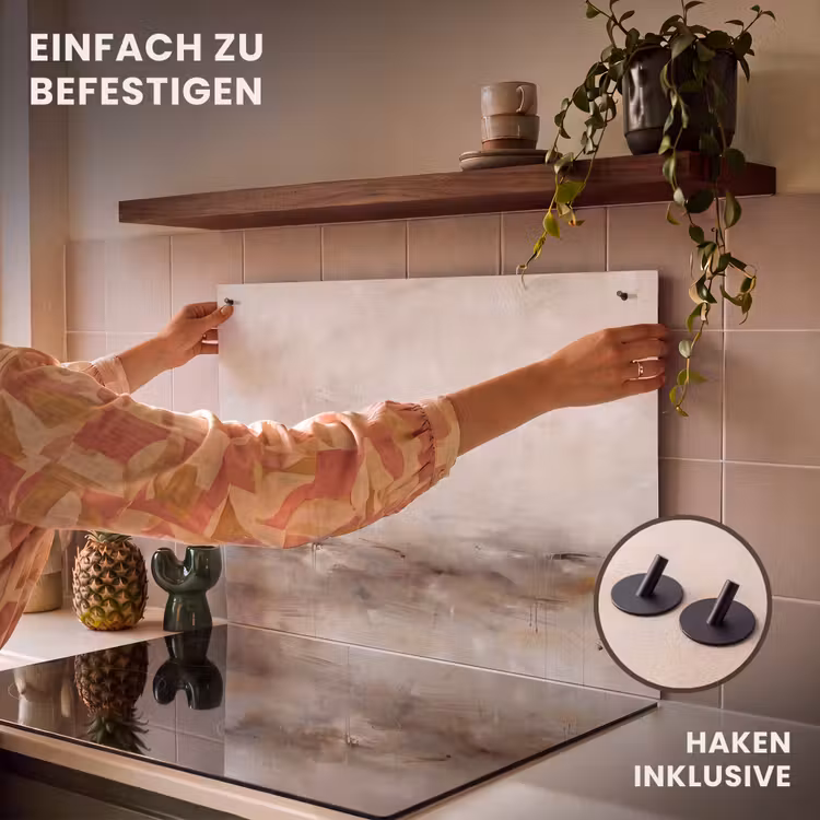 Abstrakt - Landschap - Modern - Beige - Kunst Inductie beschemer met haakjes klein -ky-ophangen-de