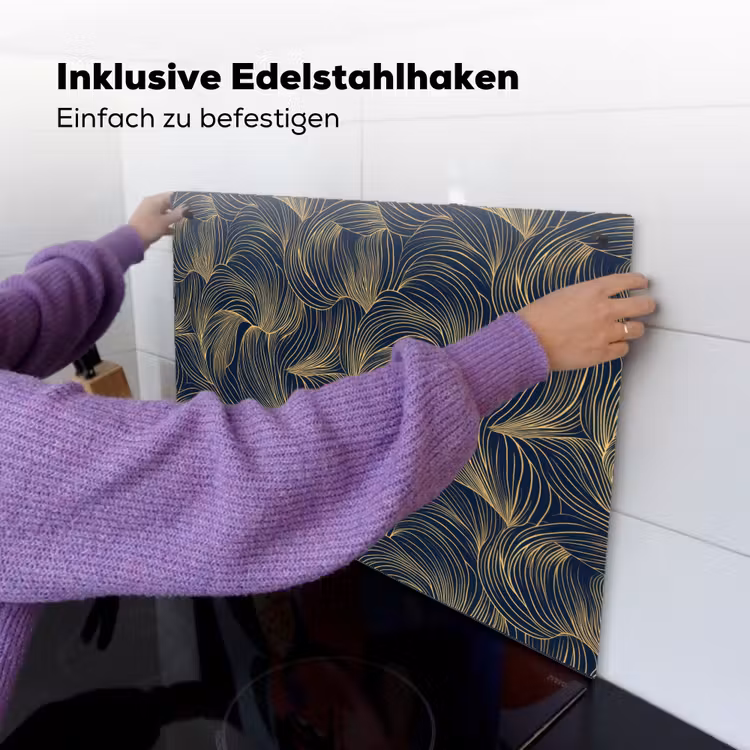 Abstract - Lijnen - Blauw - Goud Inductie beschemer met haakjes klein 777 -ky-ophangen-de