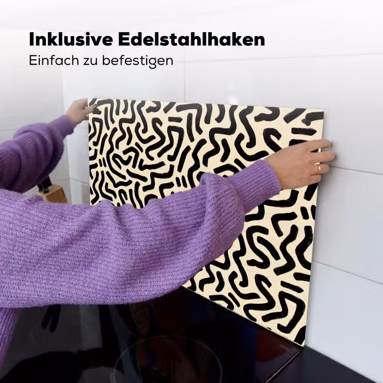Abstract - Lijnen - Zwart Inductie beschemer met haakjes klein 777 -ky-ophangen-de