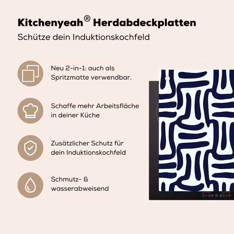 Abstract - Modern - Blauw Inductie beschemer met haakjes klein 777 -ky-usp-de