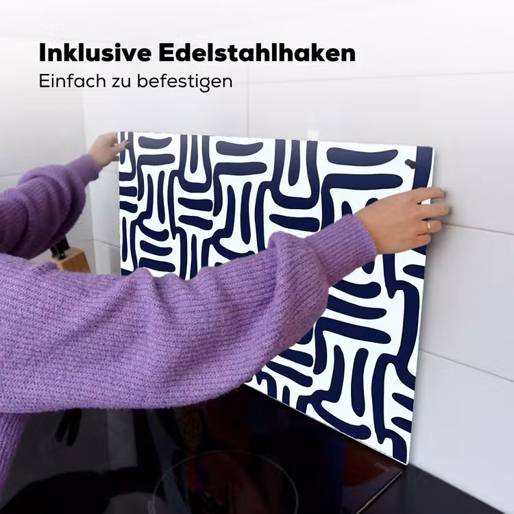 Abstract - Modern - Blauw Inductie beschemer met haakjes klein 777 -ky-ophangen-de