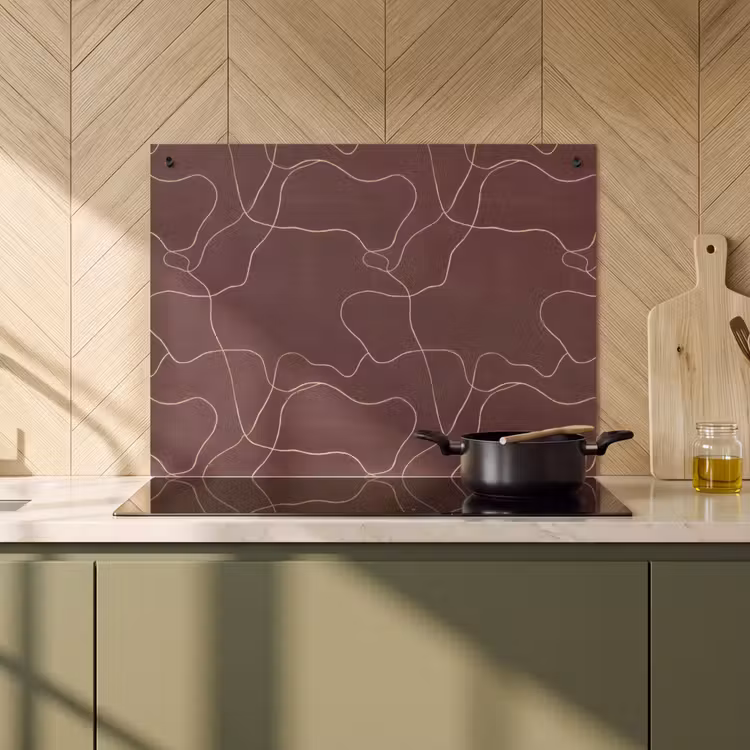 2-in-1 Herdabdeckplatte & Spritzschutz - Abstrakt - Modern - Braun - Abstract - Modern - Bruin Inductie beschemer met haakjes klein 777