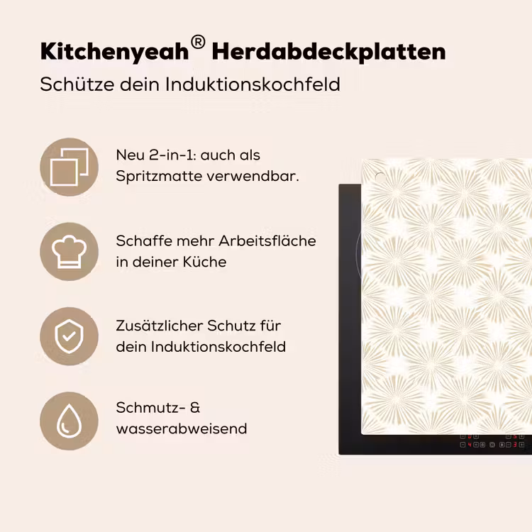 Abstract - Motief - Beige Inductie beschemer met haakjes klein 777 -ky-usp-de