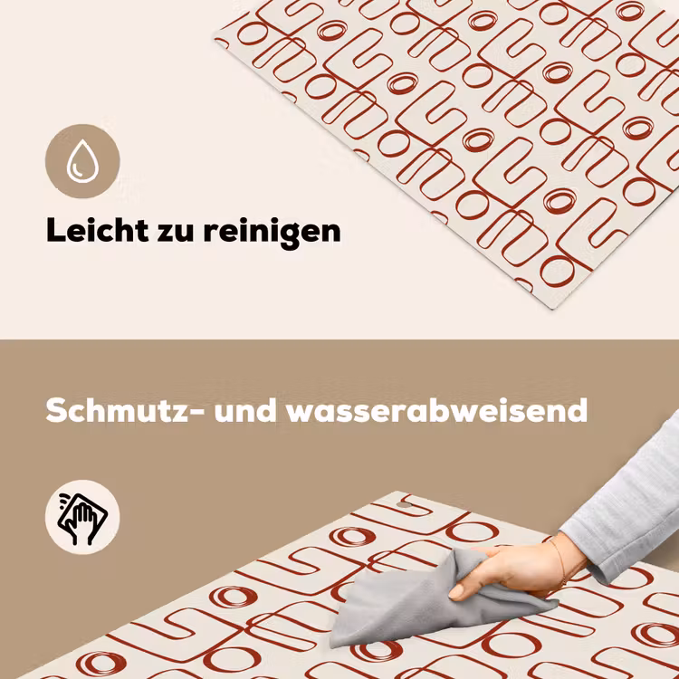 2-in-1 Herdabdeckplatte & Spritzschutz - Abstrakt - Muster - Beige - Rot - Abstract - Patroon - Beige - Rood Inductie beschemer met haakjes klein 777