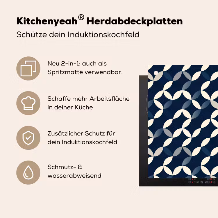 Abstract - Patroon - Blauw Inductie beschemer met haakjes klein 777 -ky-usp-de
