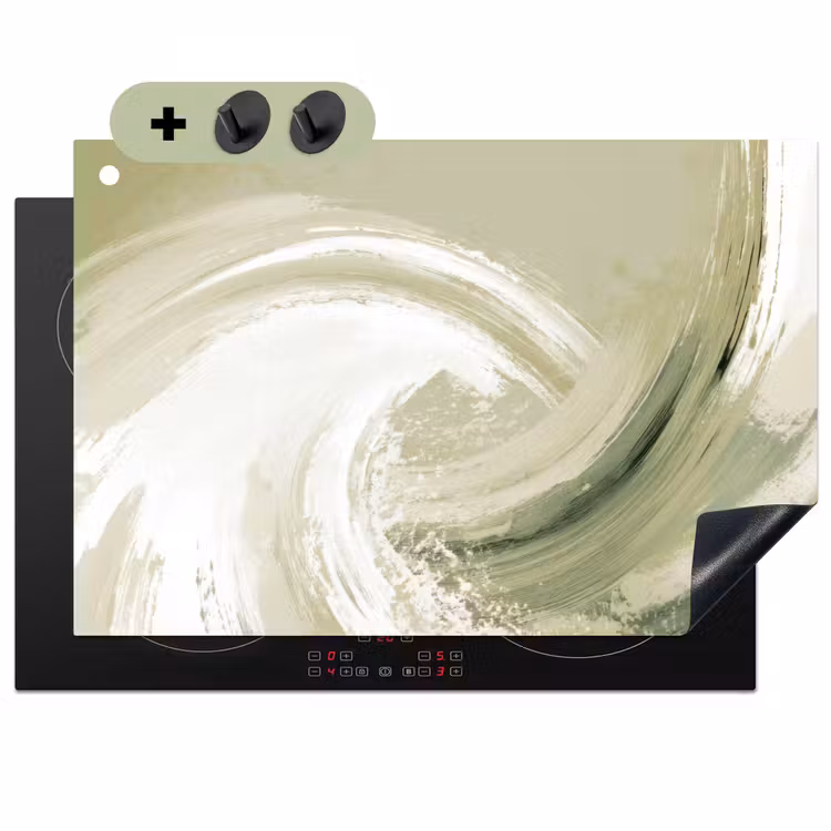 Abstract - Penseelstreken - Golven - Groen Inductie beschemer met haakjes klein -3d