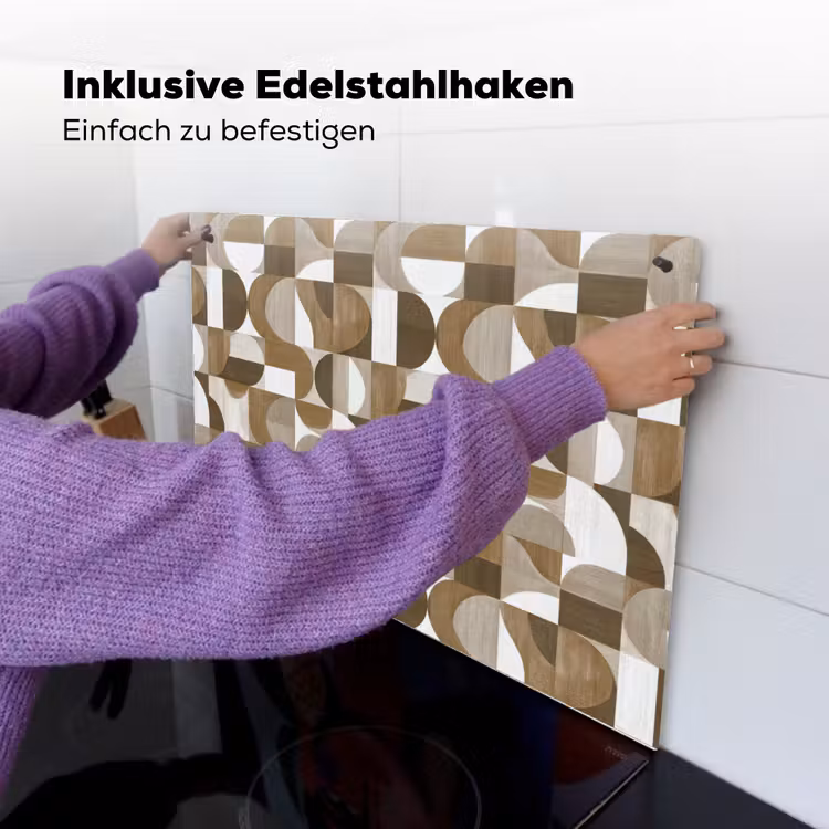 Abstract - Retro - Bruin Inductie beschemer met haakjes klein 777 -ky-ophangen-de