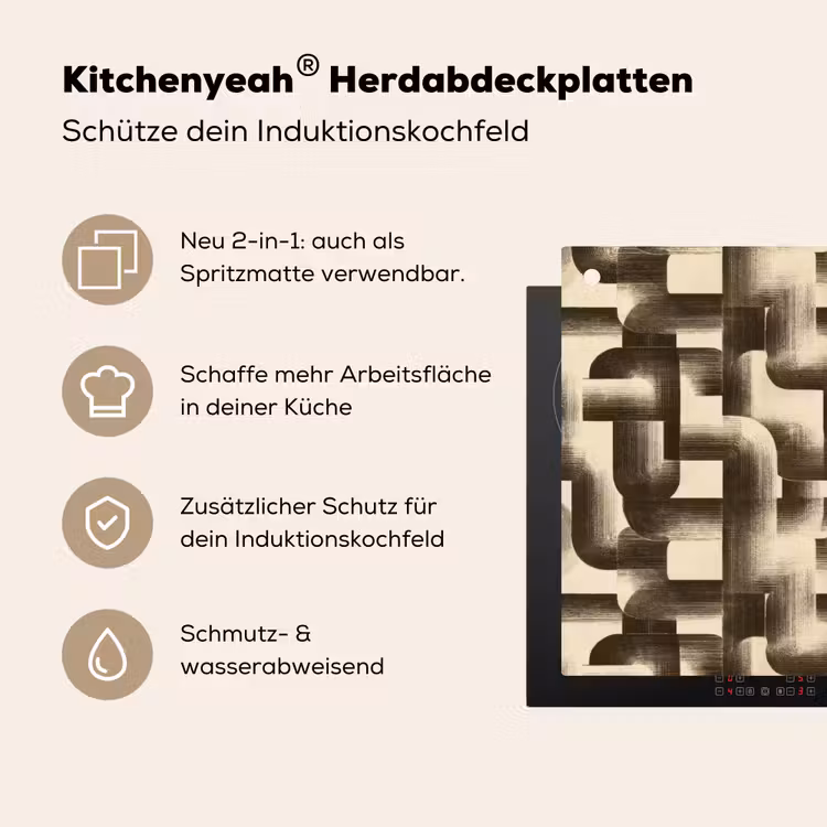 Abstract - Retro - Zwart Inductie beschemer met haakjes klein 777 -ky-usp-de
