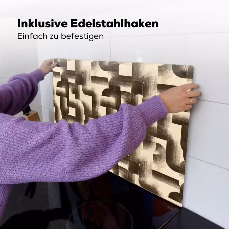 Abstract - Retro - Zwart Inductie beschemer met haakjes klein 777 -ky-ophangen-de