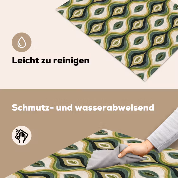 2-in-1 Herdabdeckplatte & Spritzschutz - Abstrakt - Rhythmisch - Grün - Abstract - Ritmisch - Groen Inductie beschemer met haakjes klein 777