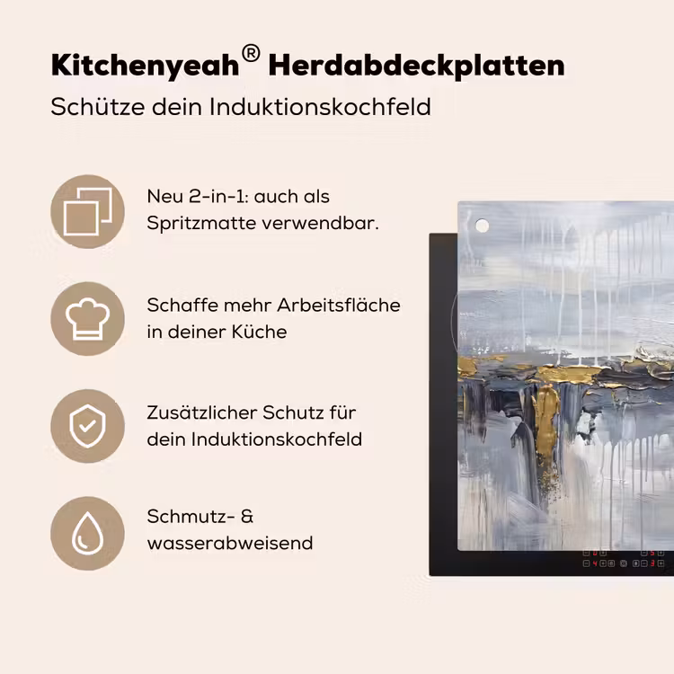 Abstract - Structuur - Goud - Grijs - Modern Inductie beschemer met haakjes klein -ky-usp-de