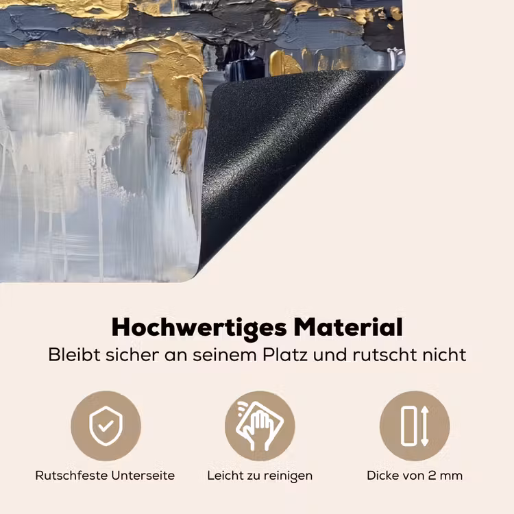 Abstract - Structuur - Goud - Grijs - Modern Inductie beschemer met haakjes klein -ky-onderkant-de