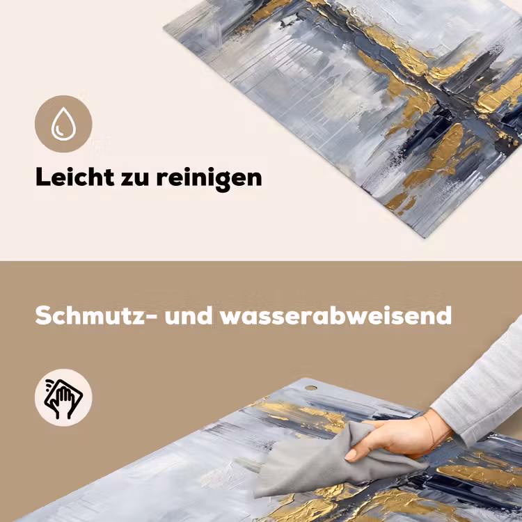 Abstract - Structuur - Goud - Grijs - Modern Inductie beschemer met haakjes klein -ky-schoon-de