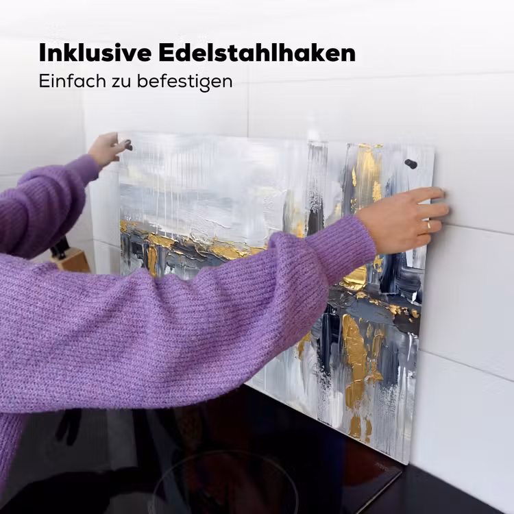 Abstract - Structuur - Goud - Grijs - Modern Inductie beschemer met haakjes klein -ky-ophangen-de