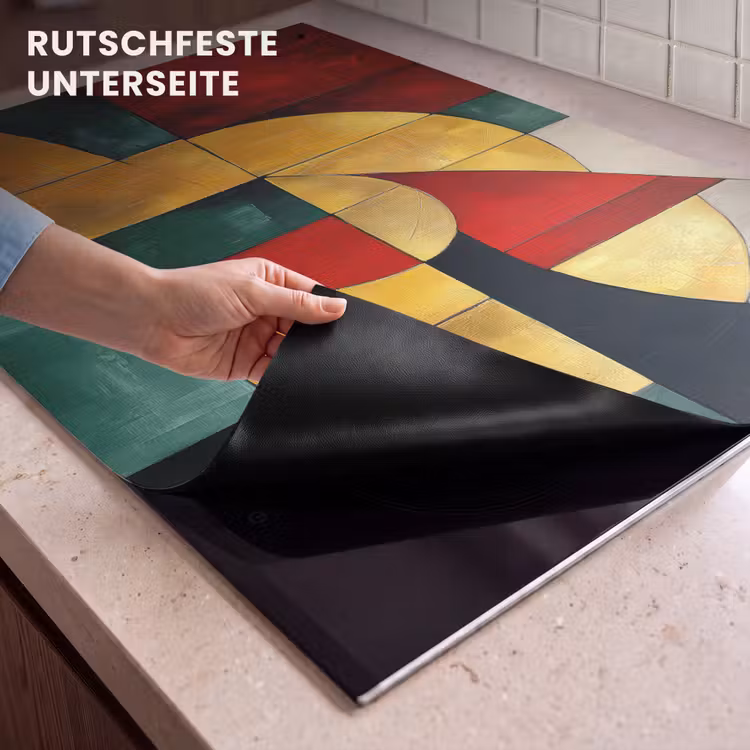 2-in-1 Herdabdeckplatte & Spritzschutz - Abstrakt - Weihnachten - Gold - Rot - Grün - Abstract - Kerst - Goud - Rood - Groen Inductie beschemer met haakjes klein