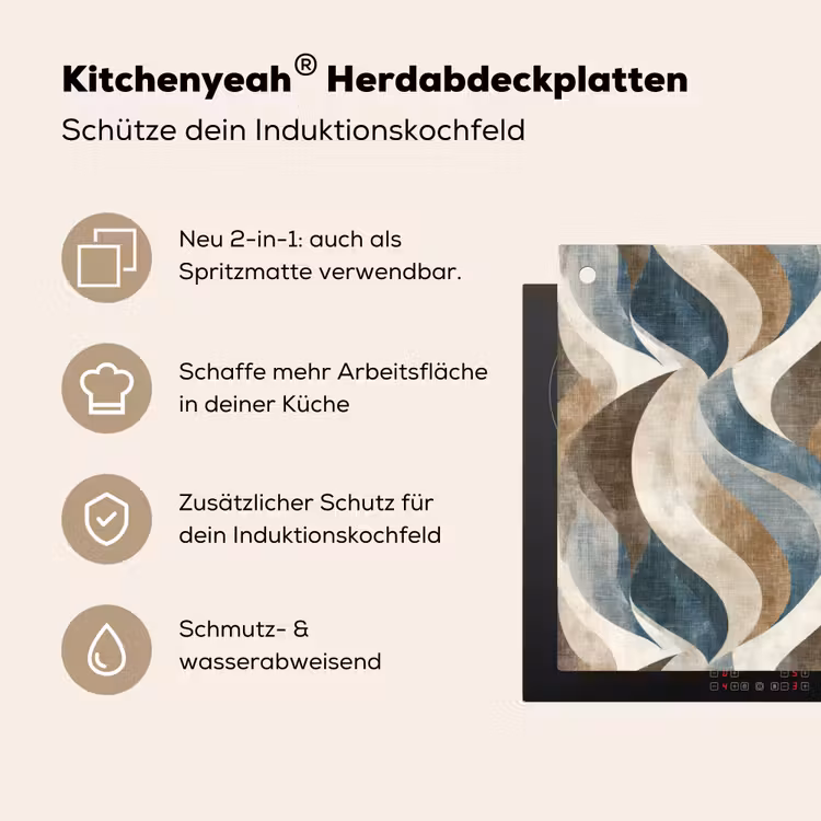 Abstract - Golven - Kleurrijk Inductie beschemer met haakjes klein 777 -ky-usp-de