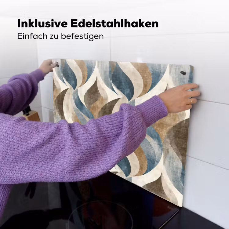 Abstract - Golven - Kleurrijk Inductie beschemer met haakjes klein 777 -ky-ophangen-de