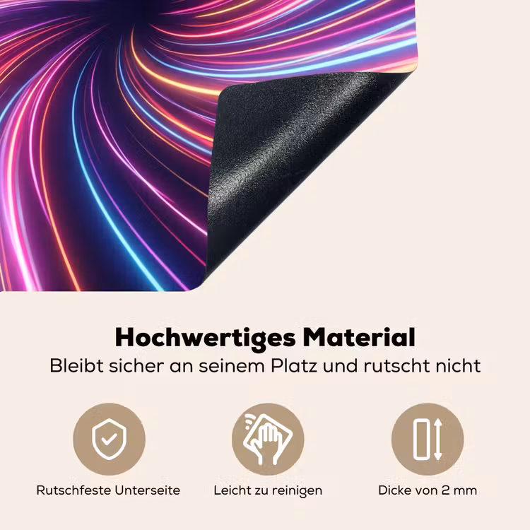Abstract - Swirl - Futuristic - Neon Inductie beschemer met haakjes klein -ky-onderkant-de