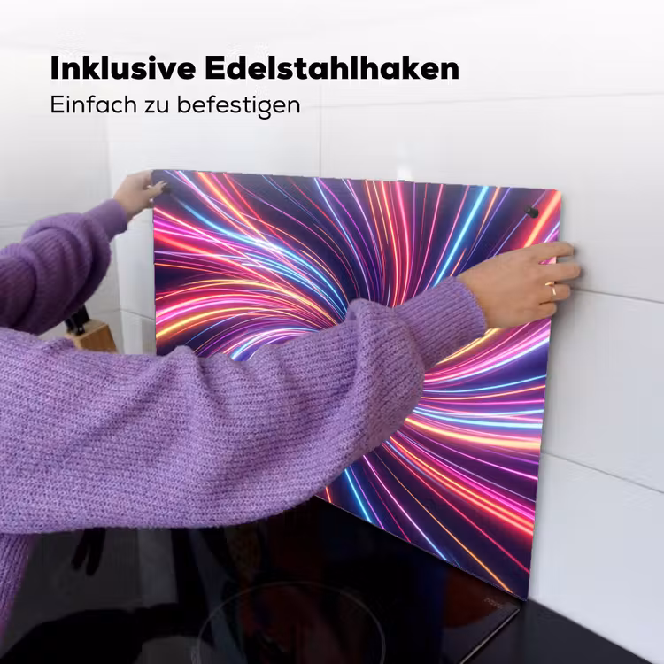 Abstract - Swirl - Futuristic - Neon Inductie beschemer met haakjes klein -ky-ophangen-de