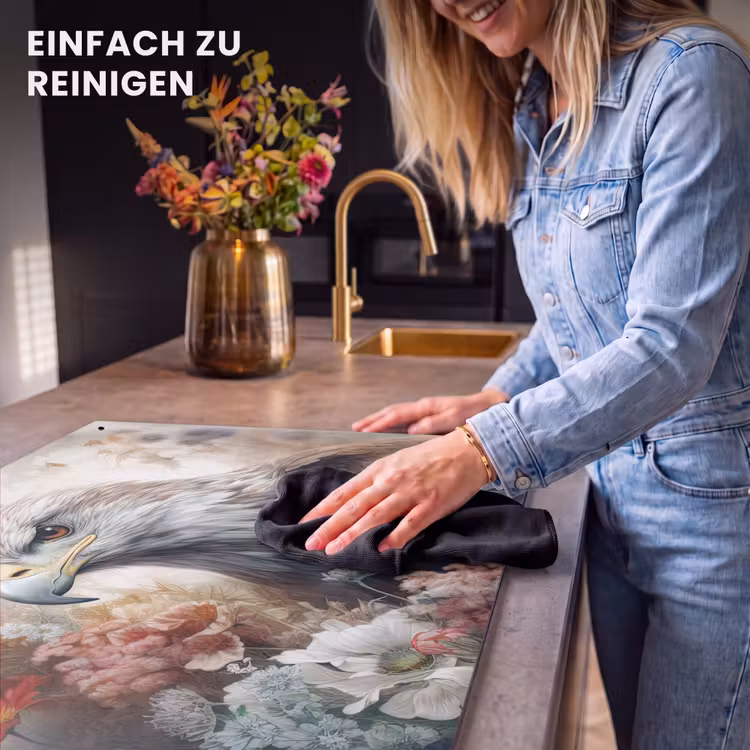 2-in-1 Herdabdeckplatte & Spritzschutz - Adler - Adler - Vogel - Blumen - Natur - Arend - Adelaar - Vogel - Bloemen - Natuur Inductie beschemer met haakjes klein