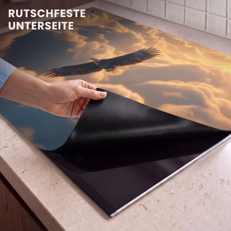 2-in-1 Herdabdeckplatte & Spritzschutz - Adler - Wolken - Sonne - Adelaar - Wolken - Zon Inductie beschemer met haakjes klein