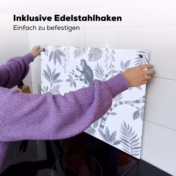 Aap - Boom - Bladeren - Jungle - Illustratie Inductie beschemer met haakjes klein -ky-ophangen-de