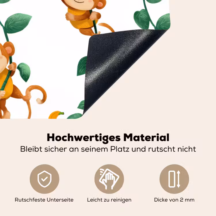 Apen - Lianen - Kleurrijk Inductie beschemer met haakjes klein 777 -ky-onderkant-de