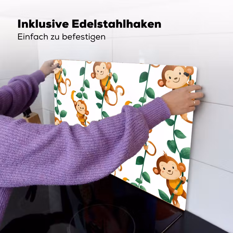 Apen - Lianen - Kleurrijk Inductie beschemer met haakjes klein 777 -ky-ophangen-de
