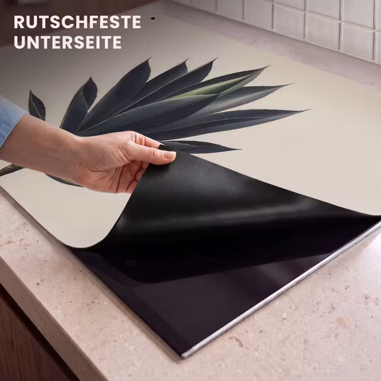 2-in-1 Herdabdeckplatte & Spritzschutz - Agavenpflanze - Symmetrisch - Grün - Agaveplant - Symmetrisch - Groen Inductie beschemer met haakjes klein