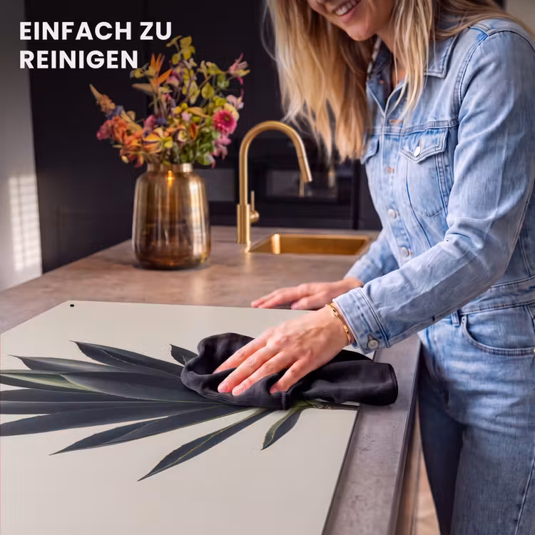2-in-1 Herdabdeckplatte & Spritzschutz - Agavenpflanze - Symmetrisch - Grün - Agaveplant - Symmetrisch - Groen Inductie beschemer met haakjes klein