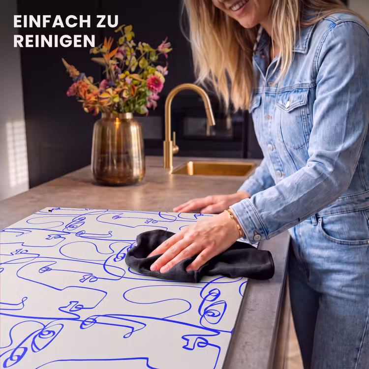 2-in-1 Herdabdeckplatte & Spritzschutz - all-patterns-artboardsbl-16 - Gezicht - Blauw - Lijnen - Beige Inductie beschemer met haakjes klein 777