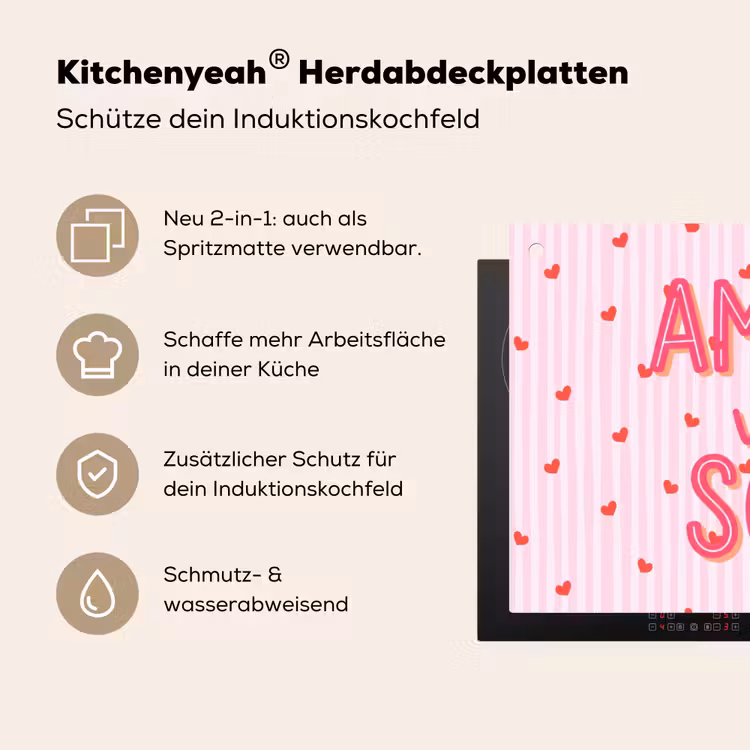 Amore vita sole - Roze - Hartjes Inductie beschemer met haakjes klein -ky-usp-de