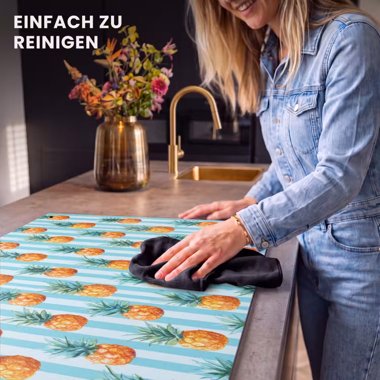 2-in-1 Herdabdeckplatte & Spritzschutz - Ananas - Streifen - Grün - Ananas - Strepen - Groen Inductie beschemer met haakjes klein 777