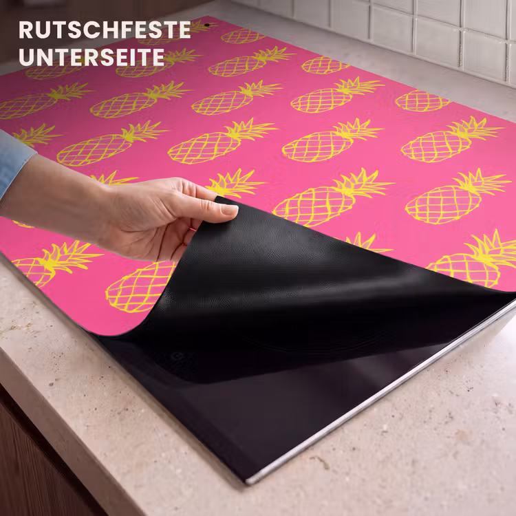 2-in-1 Herdabdeckplatte & Spritzschutz - Ananas - Trendy - Rosa - Ananas - Trendy - Roze Inductie beschemer met haakjes klein 777