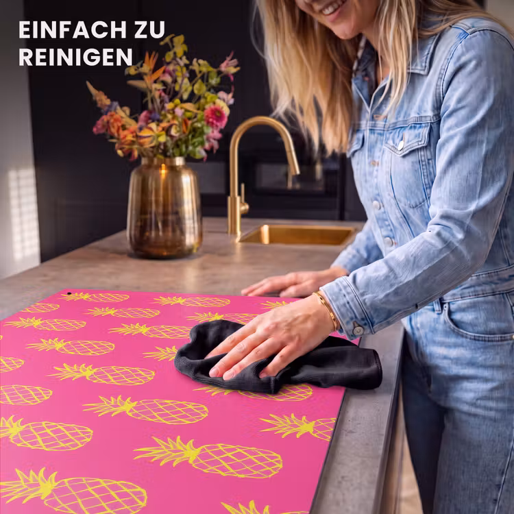 2-in-1 Herdabdeckplatte & Spritzschutz - Ananas - Trendy - Rosa - Ananas - Trendy - Roze Inductie beschemer met haakjes klein 777