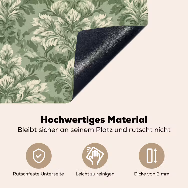 Sierlijk - Lichtgroen - Planten - Patroon - Getailleerd Inductie beschemer met haakjes klein 777 -ky-onderkant-de