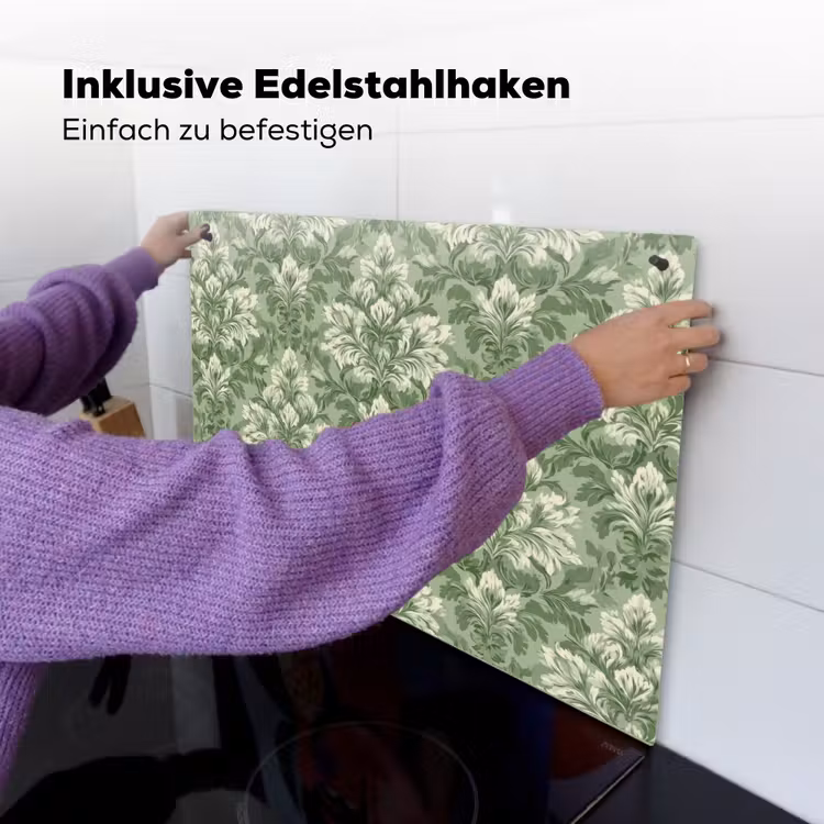Sierlijk - Lichtgroen - Planten - Patroon - Getailleerd Inductie beschemer met haakjes klein 777 -ky-ophangen-de