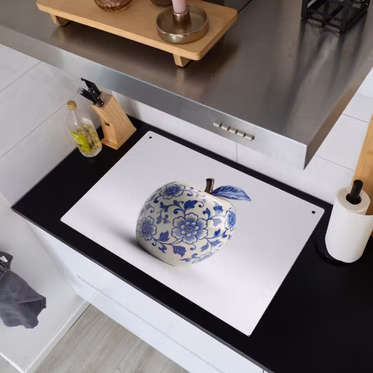 Appel - Blauw - Klassiek Inductie beschemer met haakjes klein -sfeer1