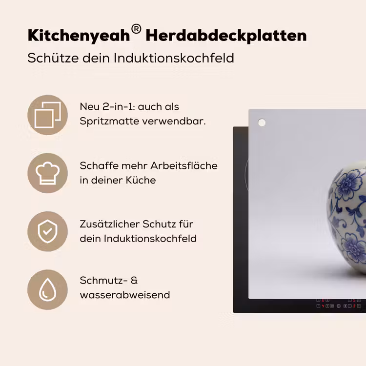 Appel - Blauw - Klassiek Inductie beschemer met haakjes klein -ky-usp-de