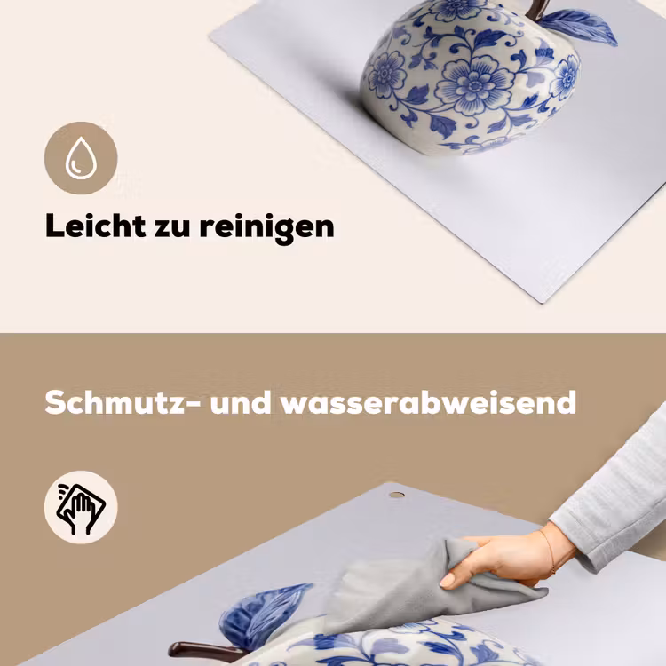 Appel - Blauw - Klassiek Inductie beschemer met haakjes klein -ky-schoon-de