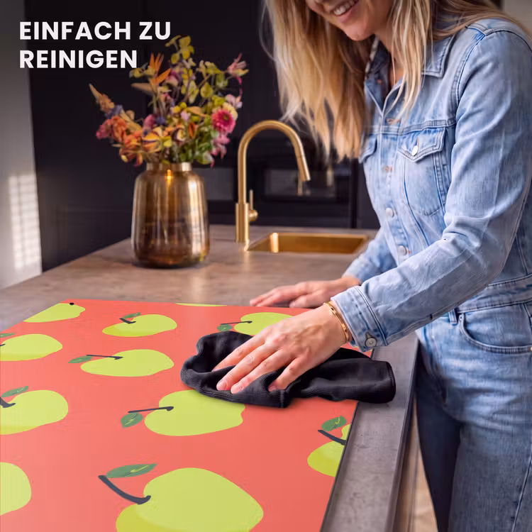 2-in-1 Herdabdeckplatte & Spritzschutz - Äpfel - Modern - Grün - Appels - Modern - Groen Inductie beschemer met haakjes klein 777