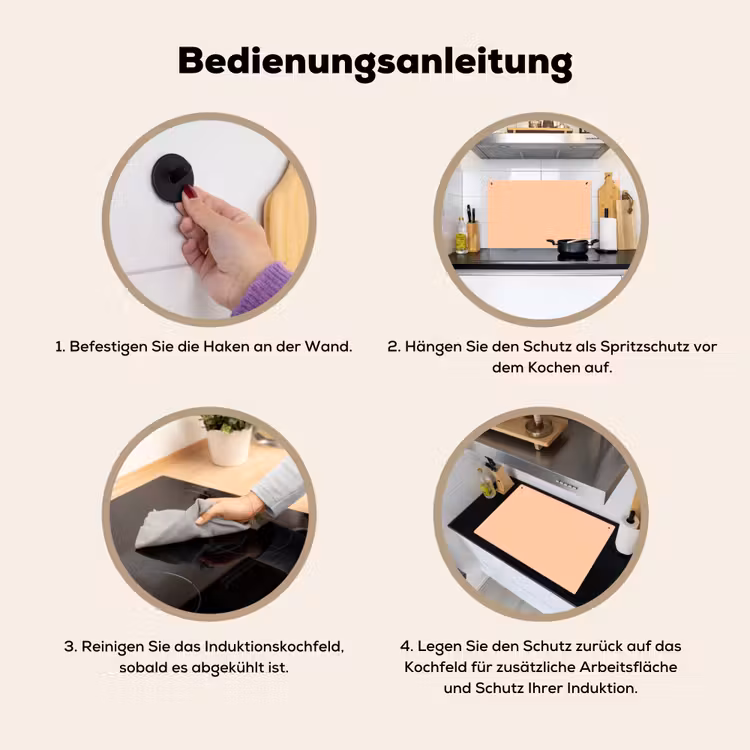 Apricot - Blush - Nude Inductie beschemer met haakjes klein 777 -ky-gebruik-de