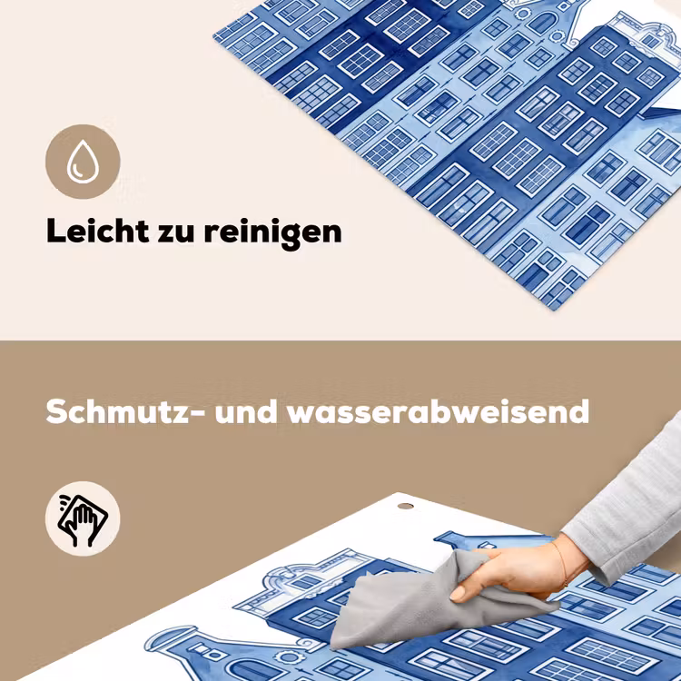 Aquarel - Grachtenpanden - Delfts - Blauw Inductie beschemer met haakjes klein -ky-schoon-de