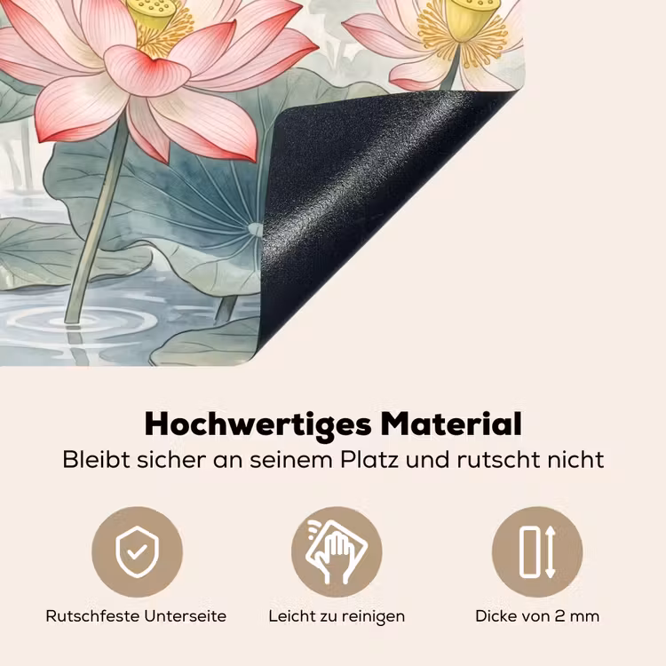 Aquarel - Lotusbloemen - Kleurrijk Inductie beschemer met haakjes klein -ky-onderkant-de