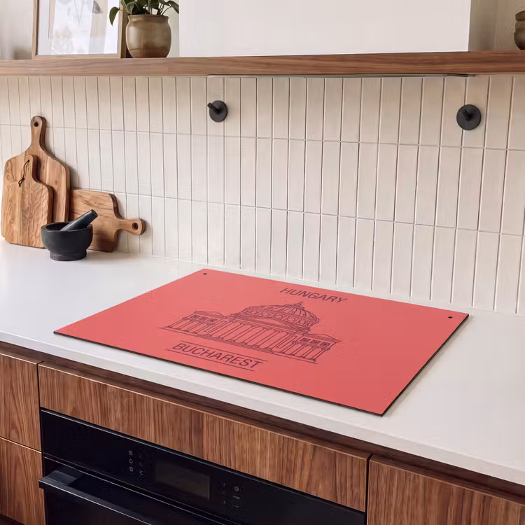 Architectuur - Boekarest - Stedelijk - Lijntekening - Rood Inductie beschemer met haakjes klein -sfeer1