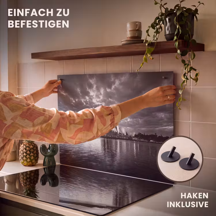 Architectuur - Water - Stad - Modern - Zwart-wit Inductie beschemer met haakjes klein -ky-ophangen-de