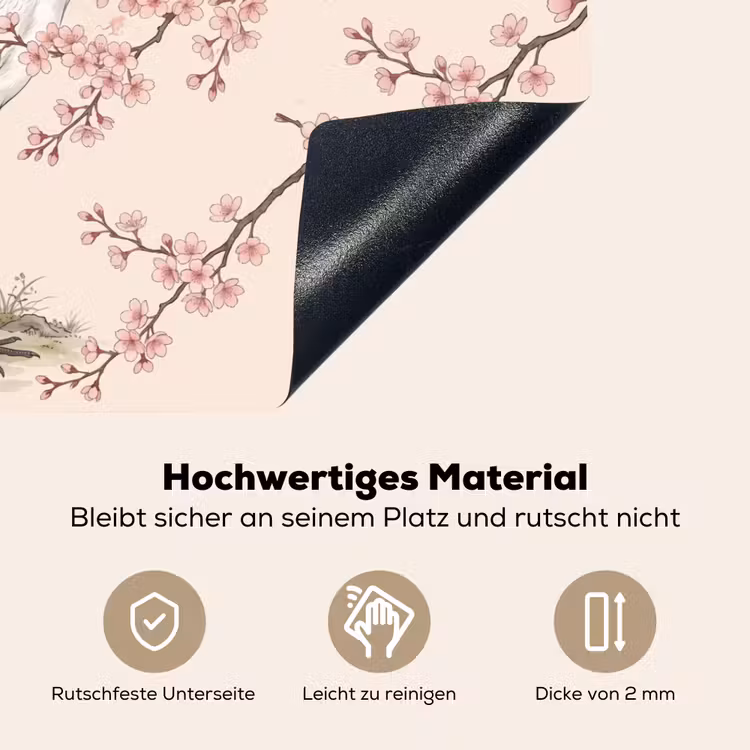 Aziatisch - Kraanvogel - Beige Inductie beschemer met haakjes klein -ky-onderkant-de