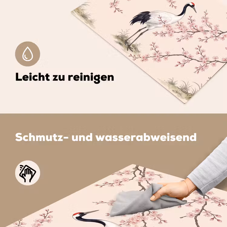 Aziatisch - Kraanvogel - Beige Inductie beschemer met haakjes klein -ky-schoon-de