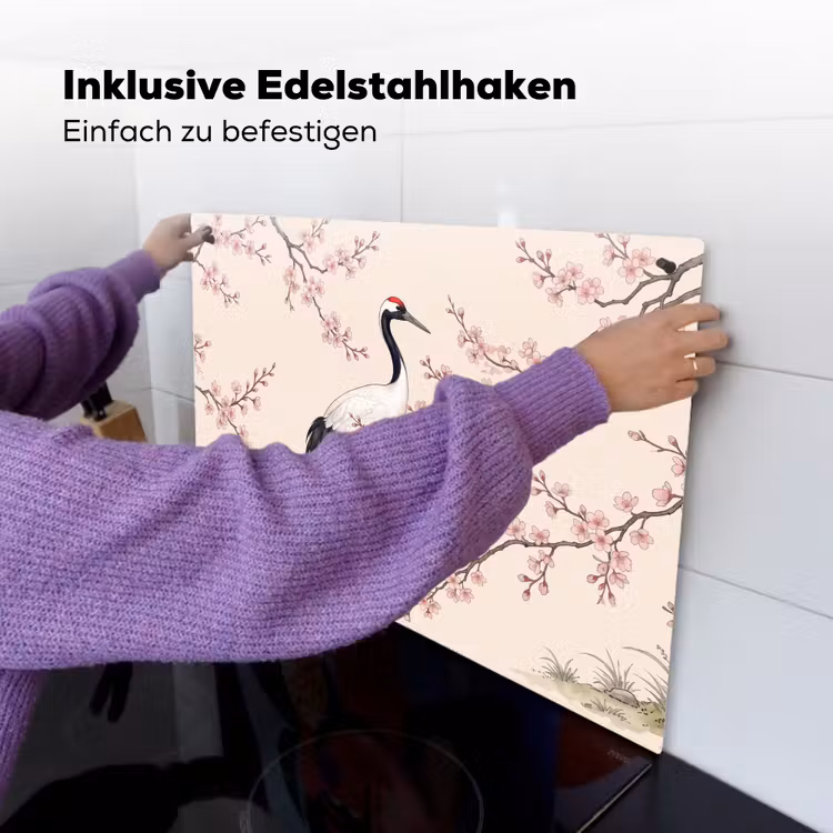 Aziatisch - Kraanvogel - Beige Inductie beschemer met haakjes klein -ky-ophangen-de