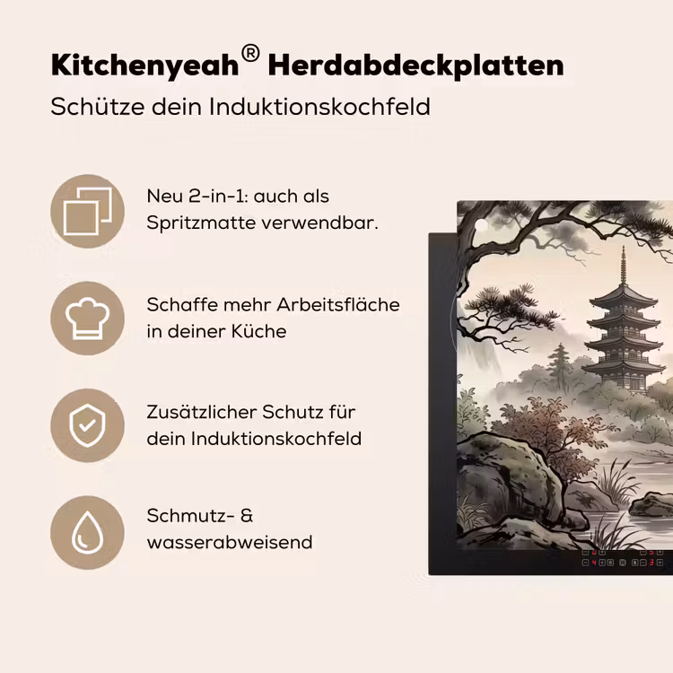 Azië - Landschap - Kleurrijk Inductie beschemer met haakjes klein -ky-usp-de